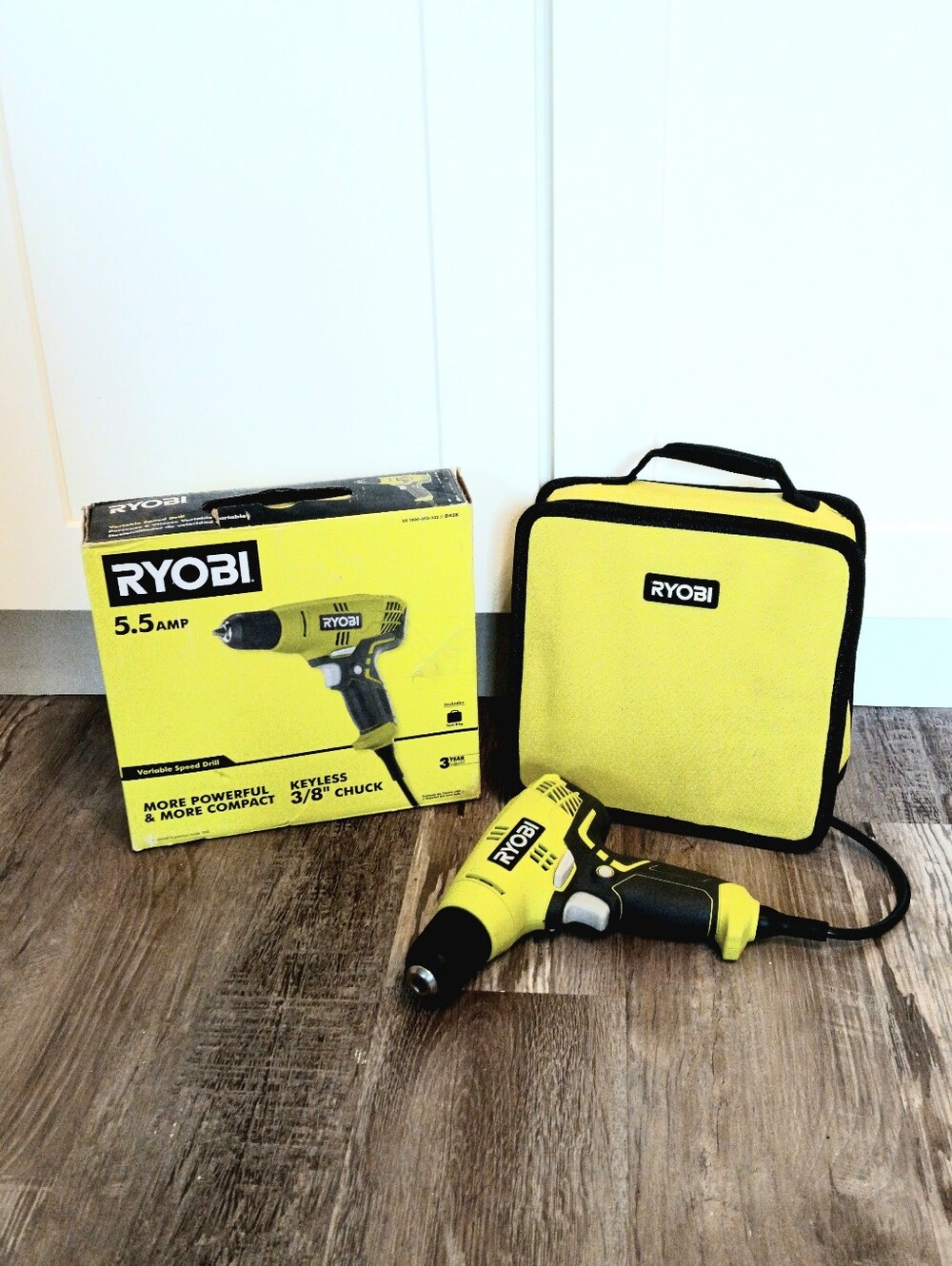 RYOBI 5.5 Amp Corded 3/8 in Variable Speed Compact Drill Driver + Tool Bag. NIB